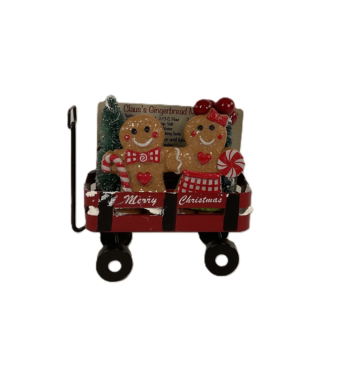 AGD Christmas Decor - Gingerbread Theme Red Wagon Small Display