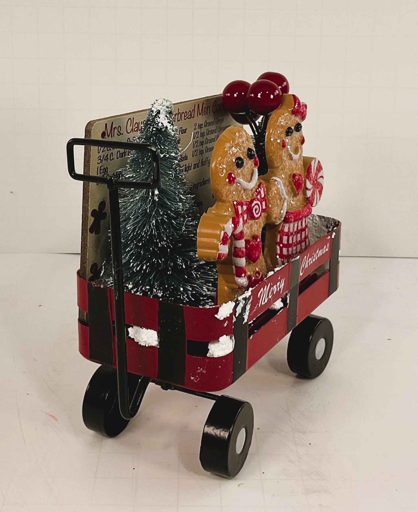 AGD Christmas Decor - Gingerbread Theme Red Wagon Small Display