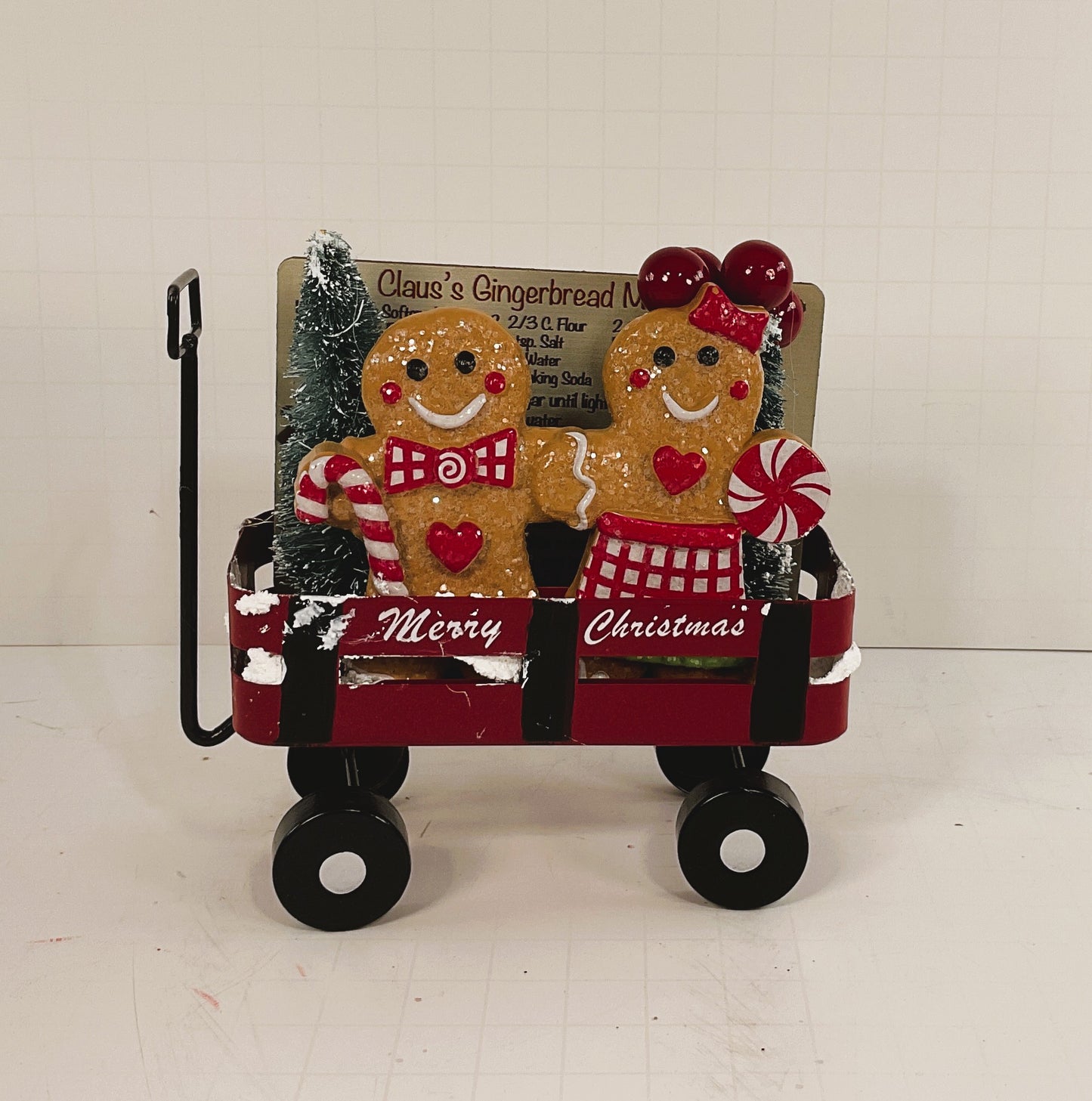 AGD Christmas Decor - Gingerbread Theme Red Wagon Small Display