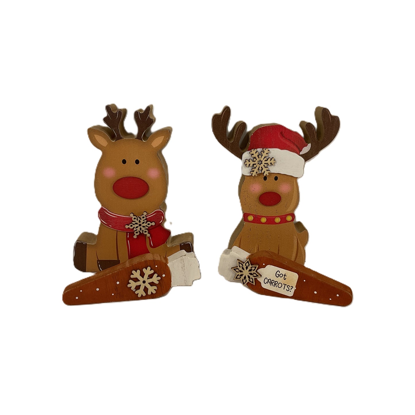 AGD Christmas Decor - Reindeer & Carrots Chunky Wood 4pc