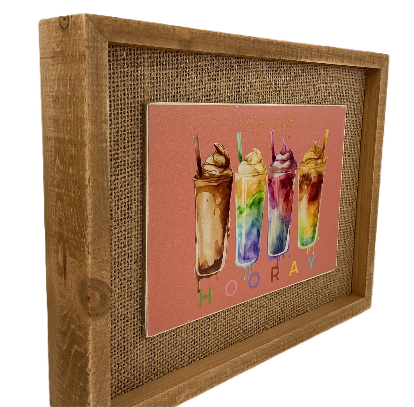 AGD Home Decor - Sip Sip Hooray Coffee Latte Bar Wood Sign