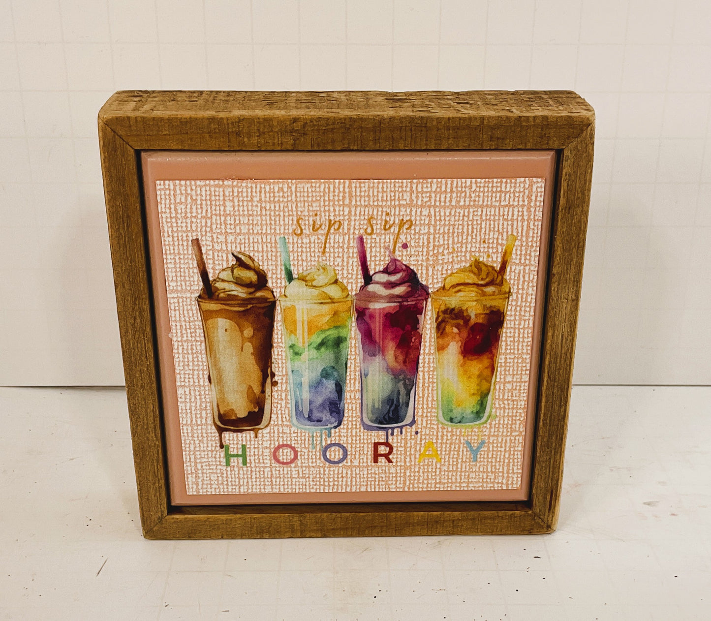 AGD Home Decor - Sip Sip Hooray Coffee Bar Latte Small Sign