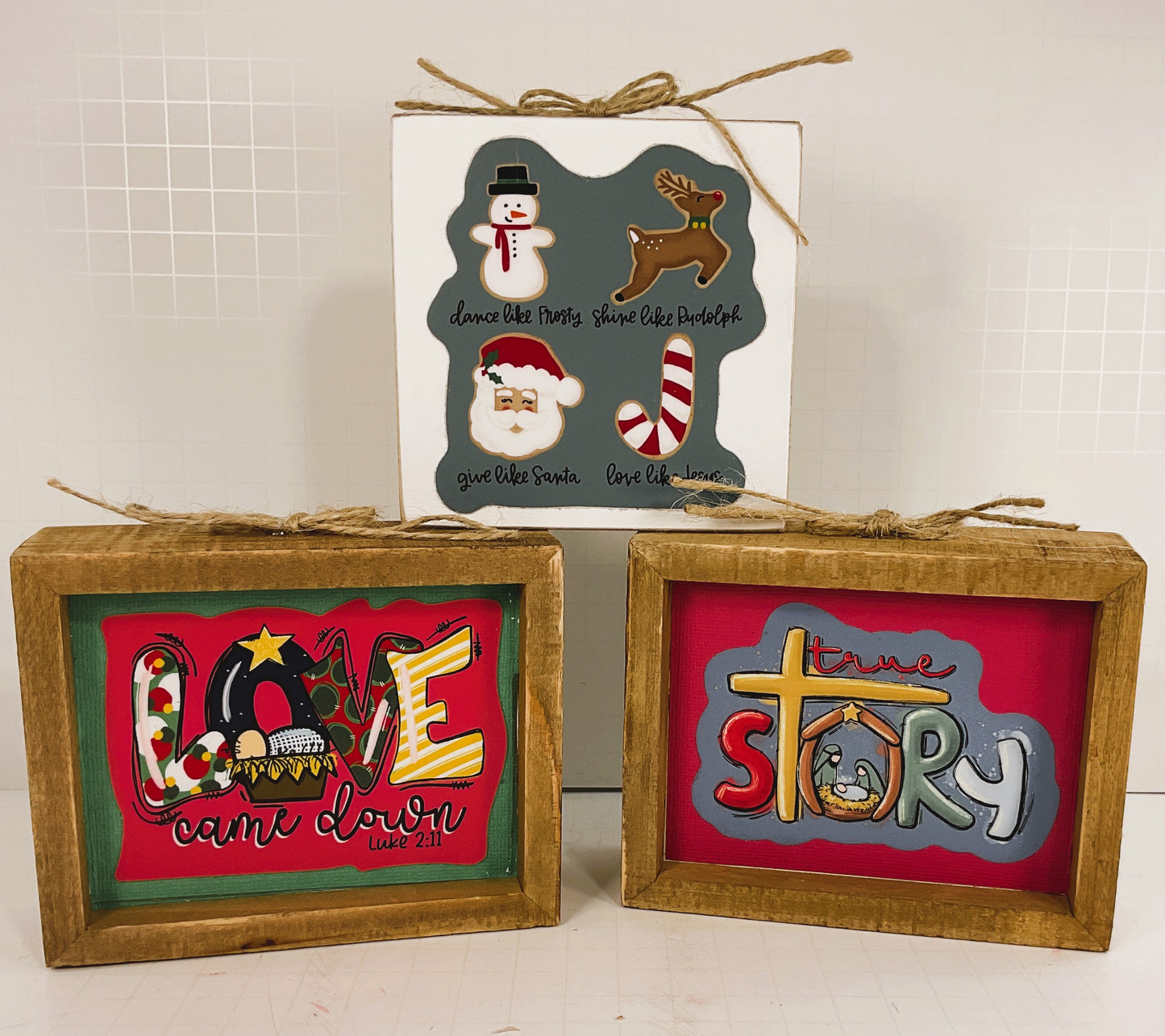 AGD Christmas Decor - Whimsical Nativity Theme Box Signs 3pc