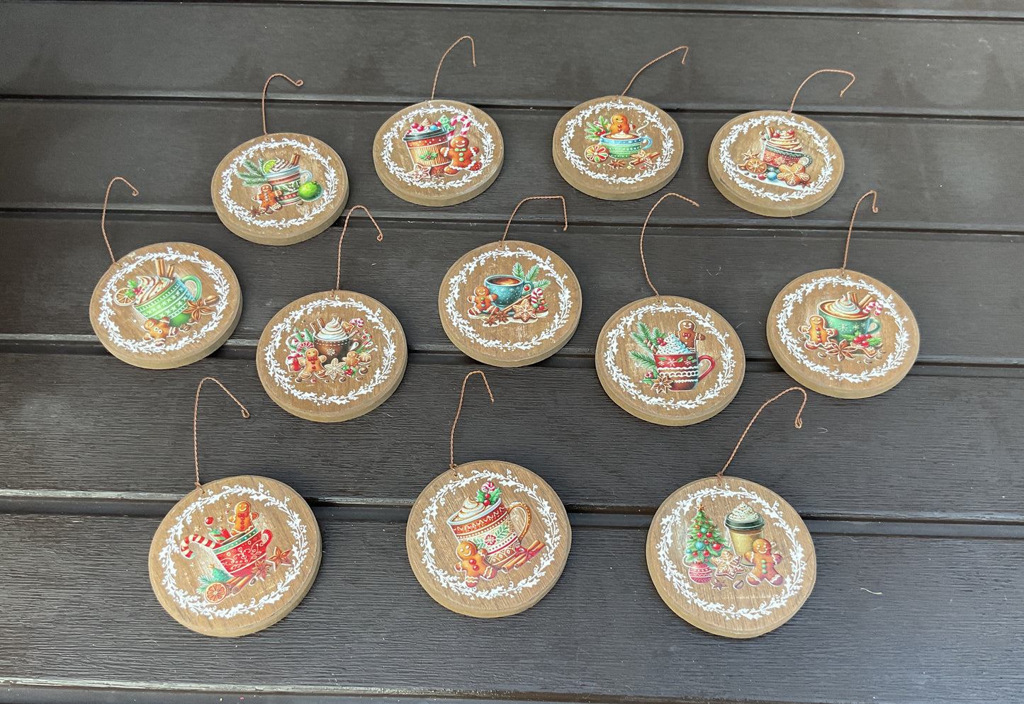 AGD Christmas Decor - Pastel Gingerbread Cocoa Ornaments 12pc Set