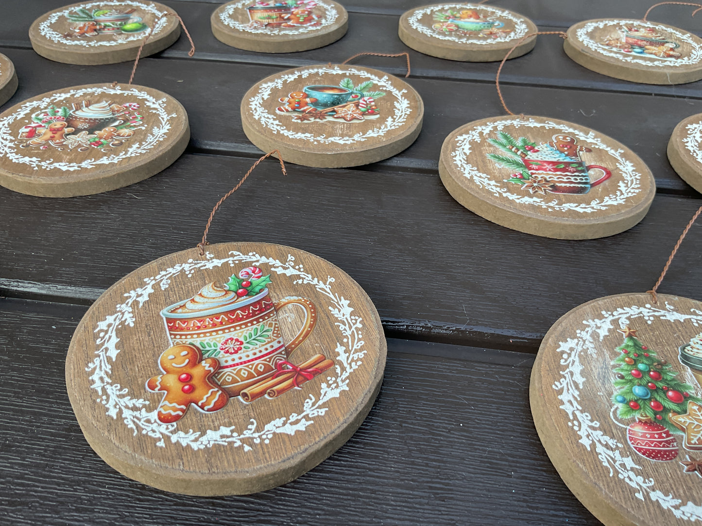 AGD Christmas Decor - Pastel Gingerbread Cocoa Ornaments 12pc Set