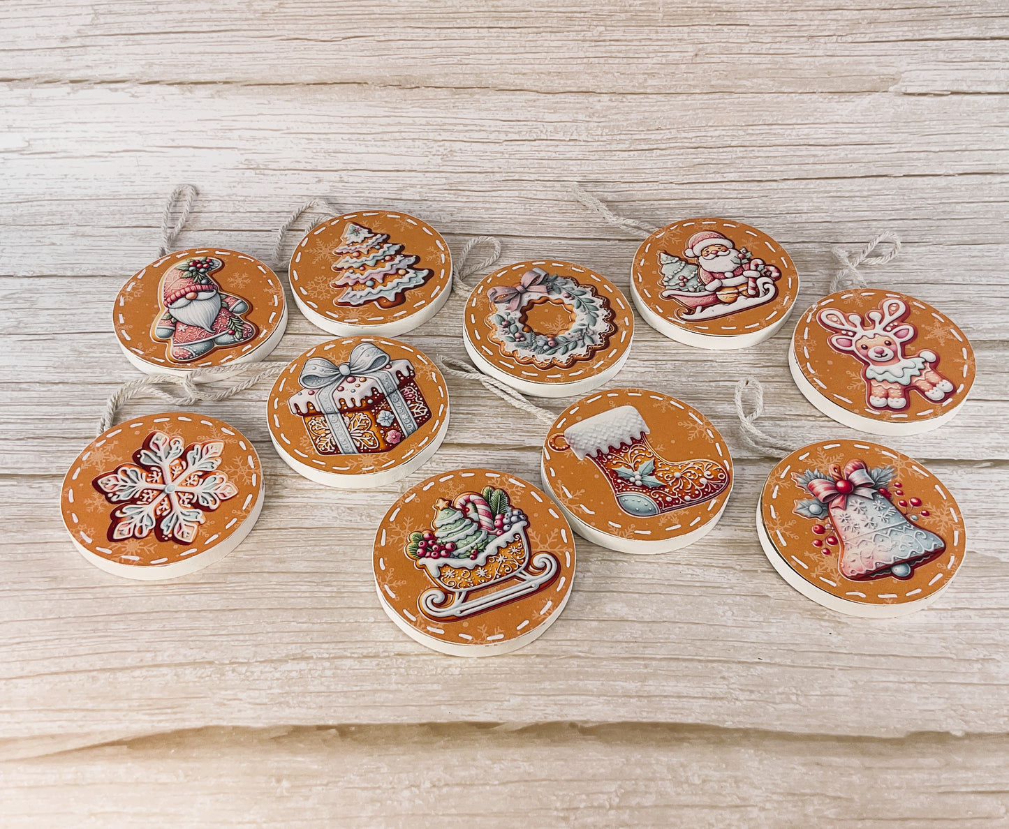 AGD Christmas Decor - Pink Pastel Gingerbread Ornaments 10pc Set