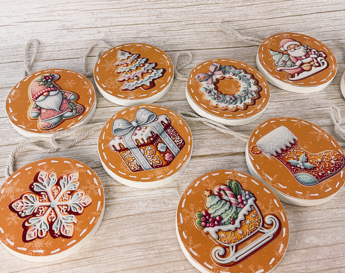 AGD Christmas Decor - Pink Pastel Gingerbread Ornaments 10pc Set