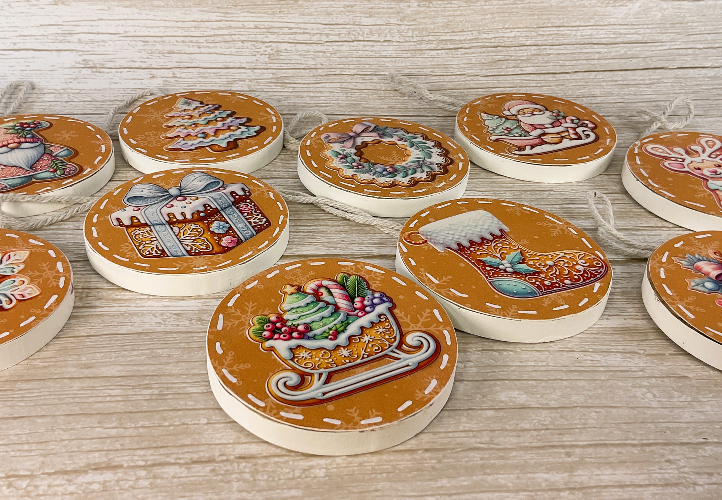 AGD Christmas Decor - Pink Pastel Gingerbread Ornaments 10pc Set