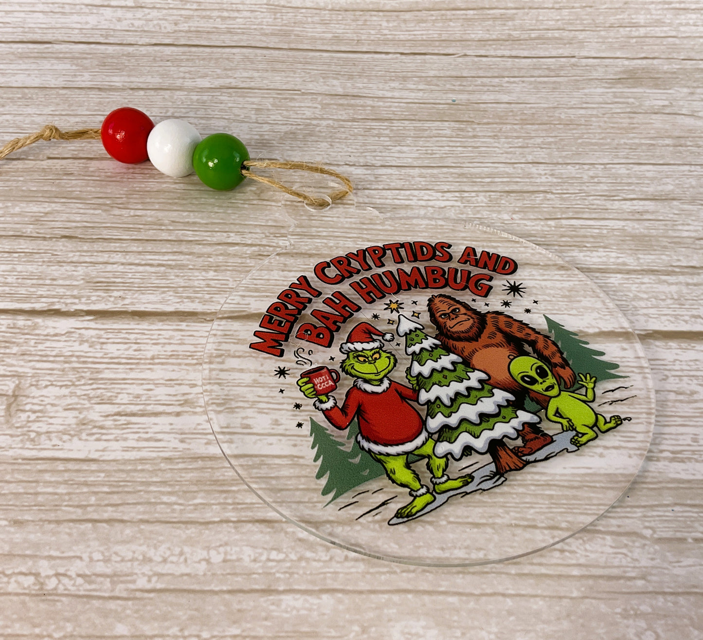 AGD Christmas Decor - Whismy Merry Cryptids Big Foot Monster Ornament