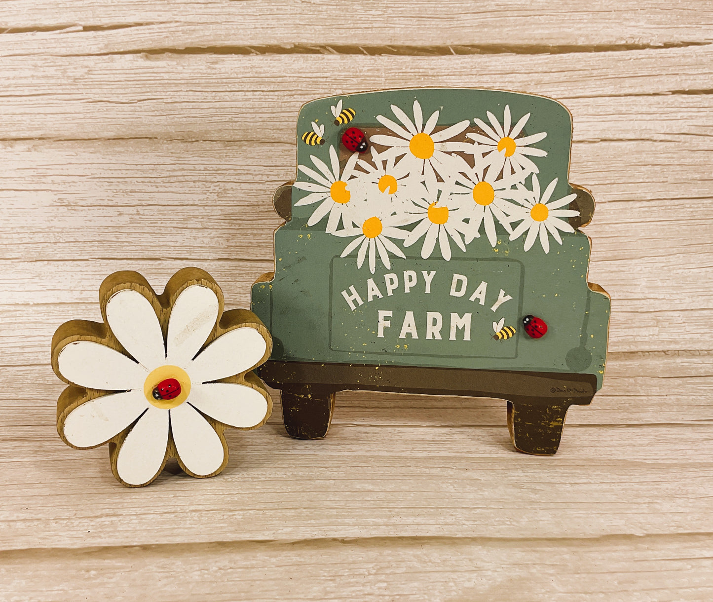 AGSD Summer Decor - Happy Farm Truck Daisy Ladybug Sitter 2pc Set