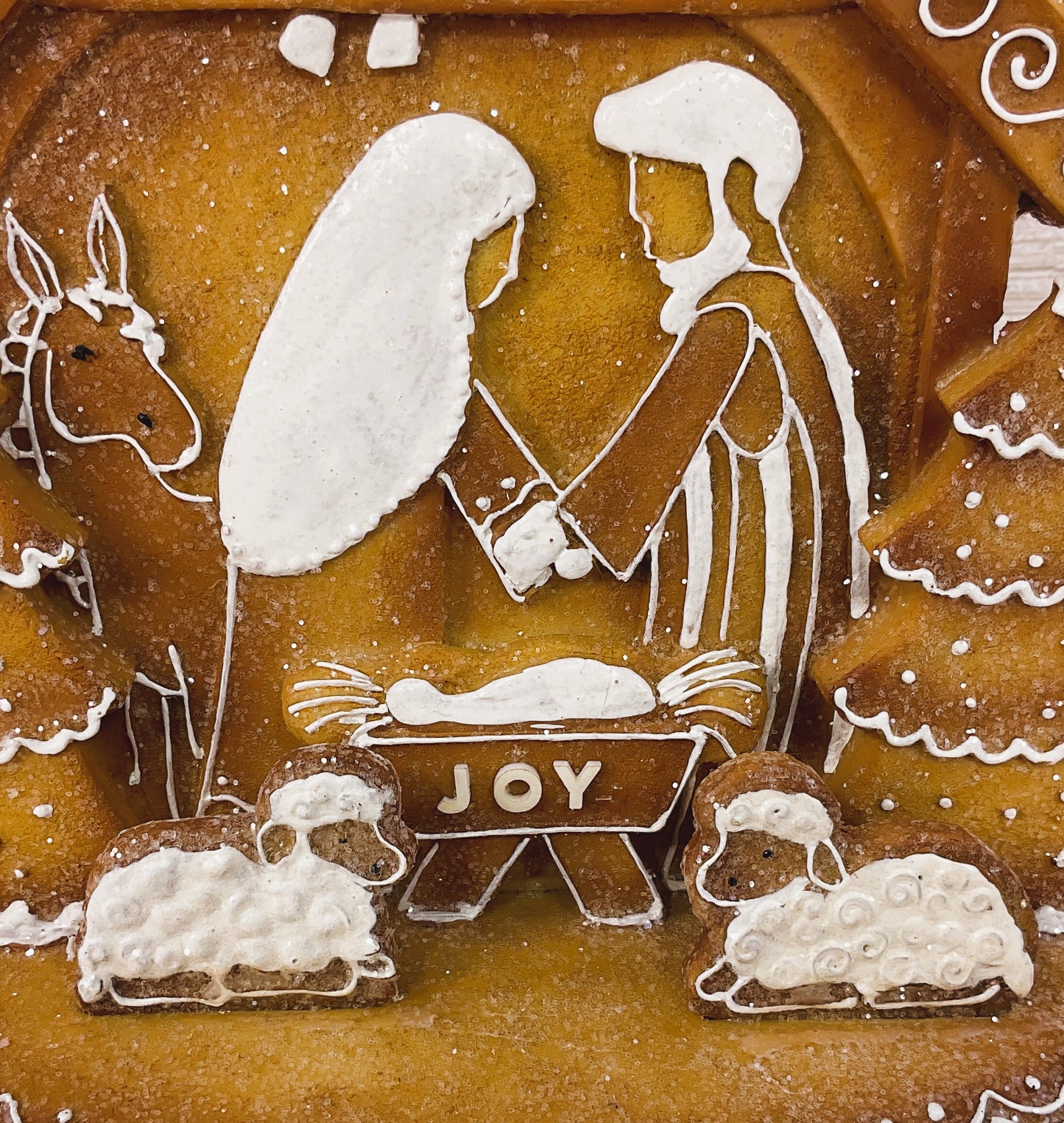 AGSD Christmas Decor - JOY Gingerbread Nativity Holy Family Stable Figurine