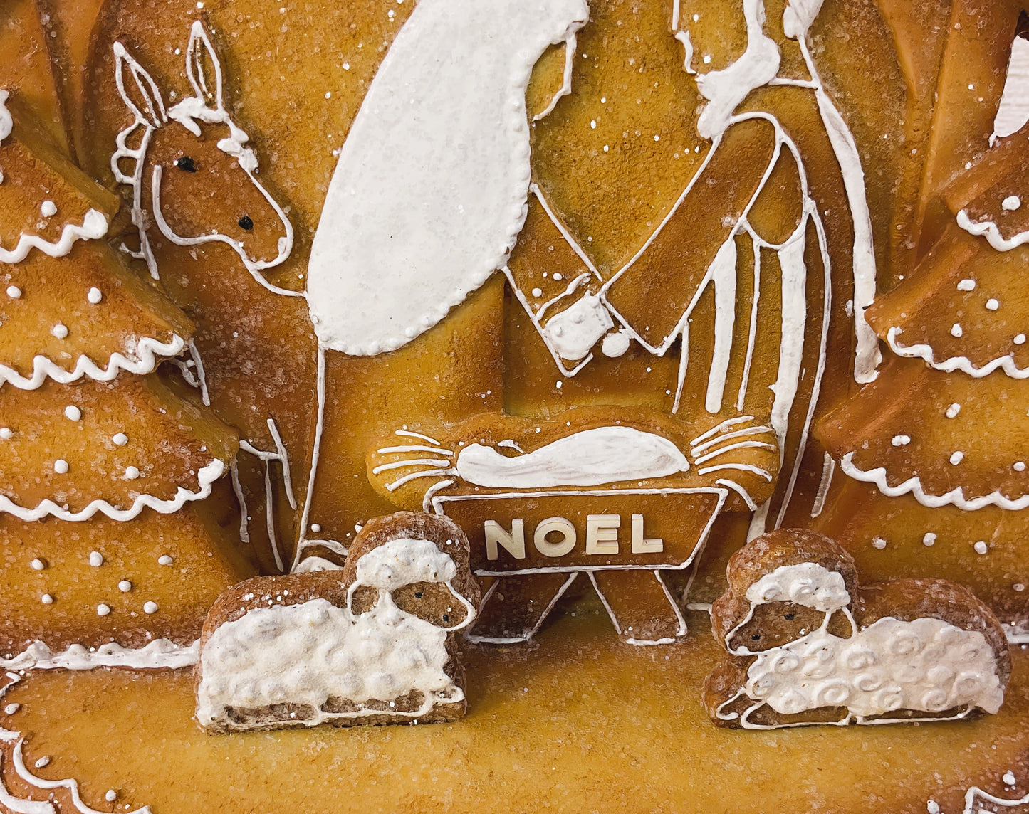 AGSD Christmas Decor - NOEL Gingerbread Nativity Holy Family Stable Figurine