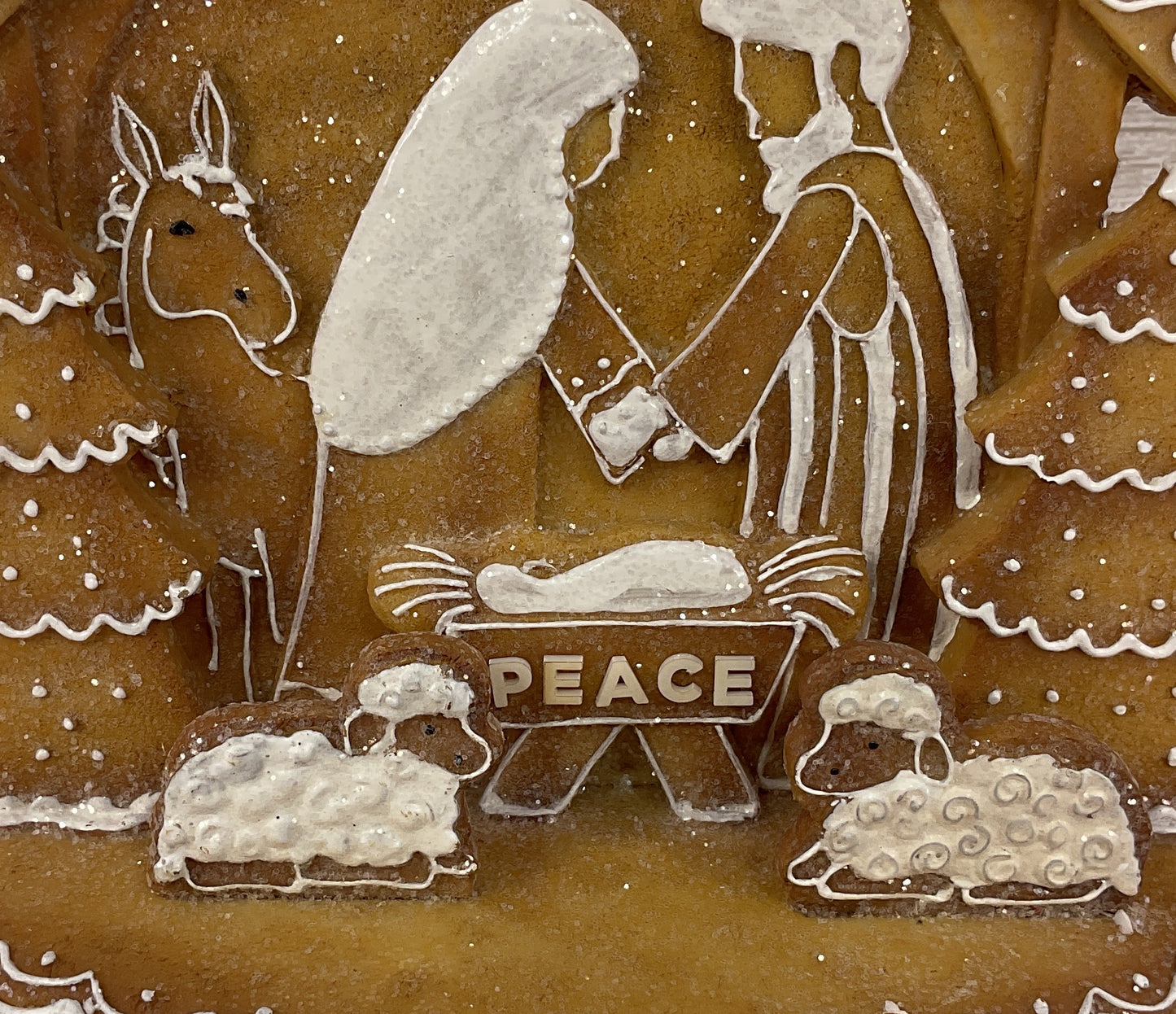 AGSD Christmas Decor - PEACE Gingerbread Nativity Holy Family Stable Figurine