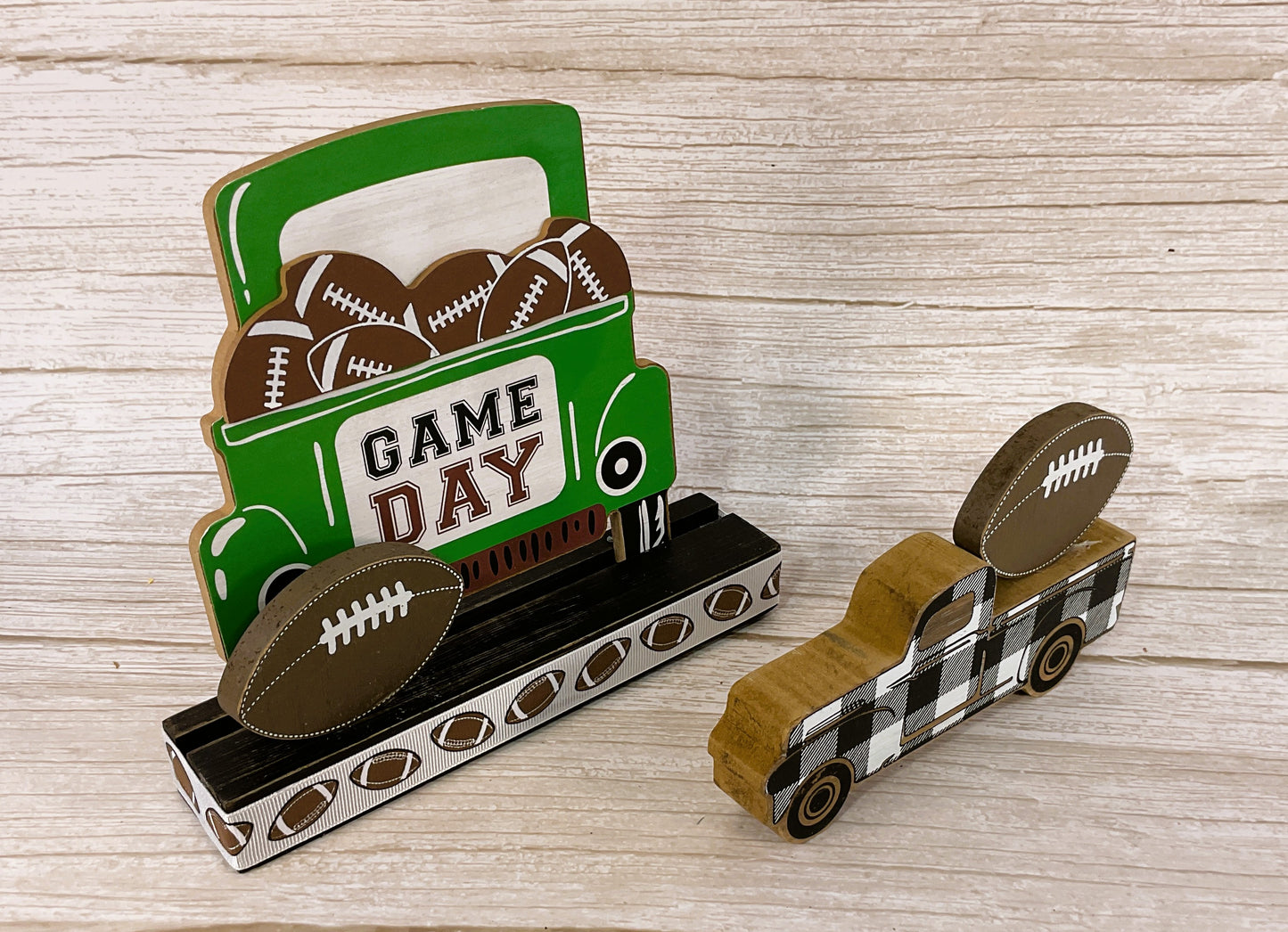 AGSD Fall Decor - Game Day Football Themed Chunk Truck Decor 2pc Set