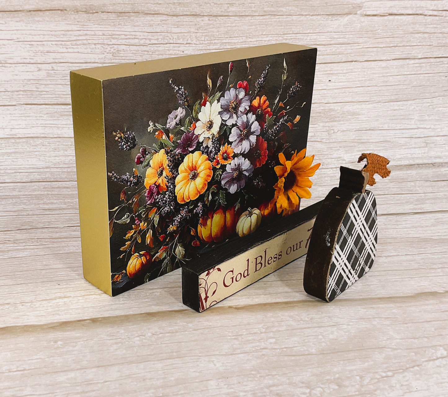 AGSD Fall Decor - Bless Our Family Water Color Pumpkin 3pc Bundle Set