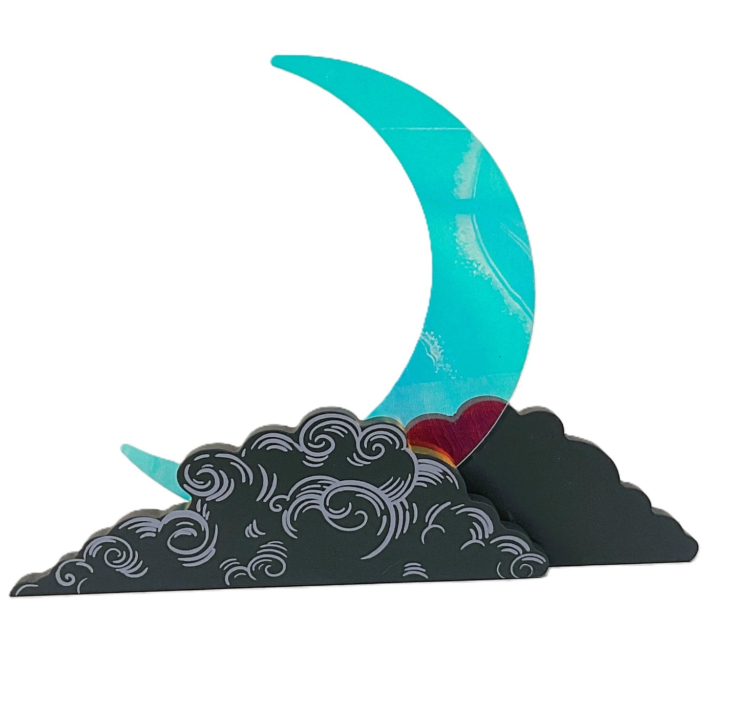 AGSD Home Decor Crescent Moon UFO Alien Sitter – Novelty Acrylic