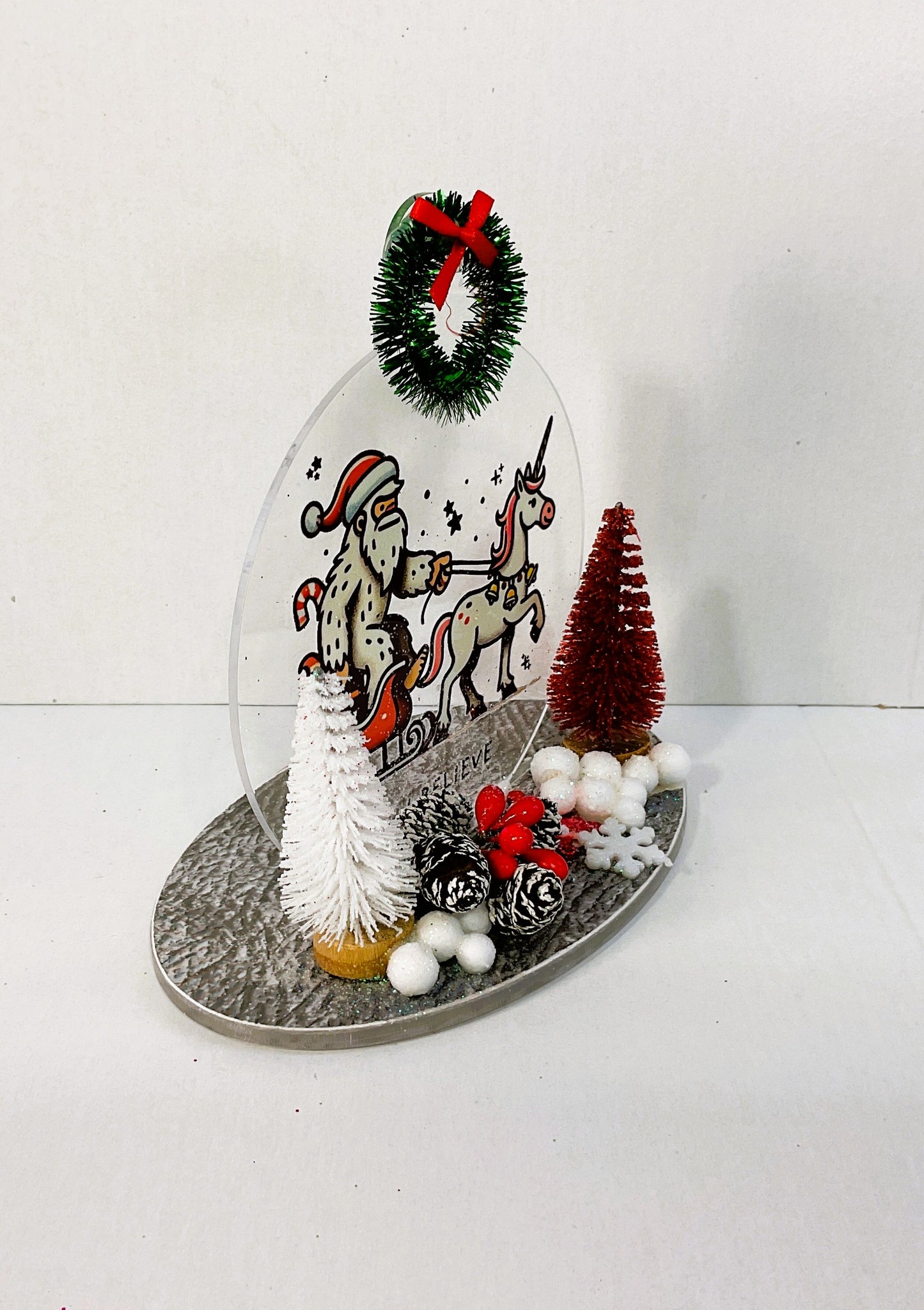 AGSD Christmas Decor - Bigfoot Santa Sleigh Acrylic Sitter | Handcrafted