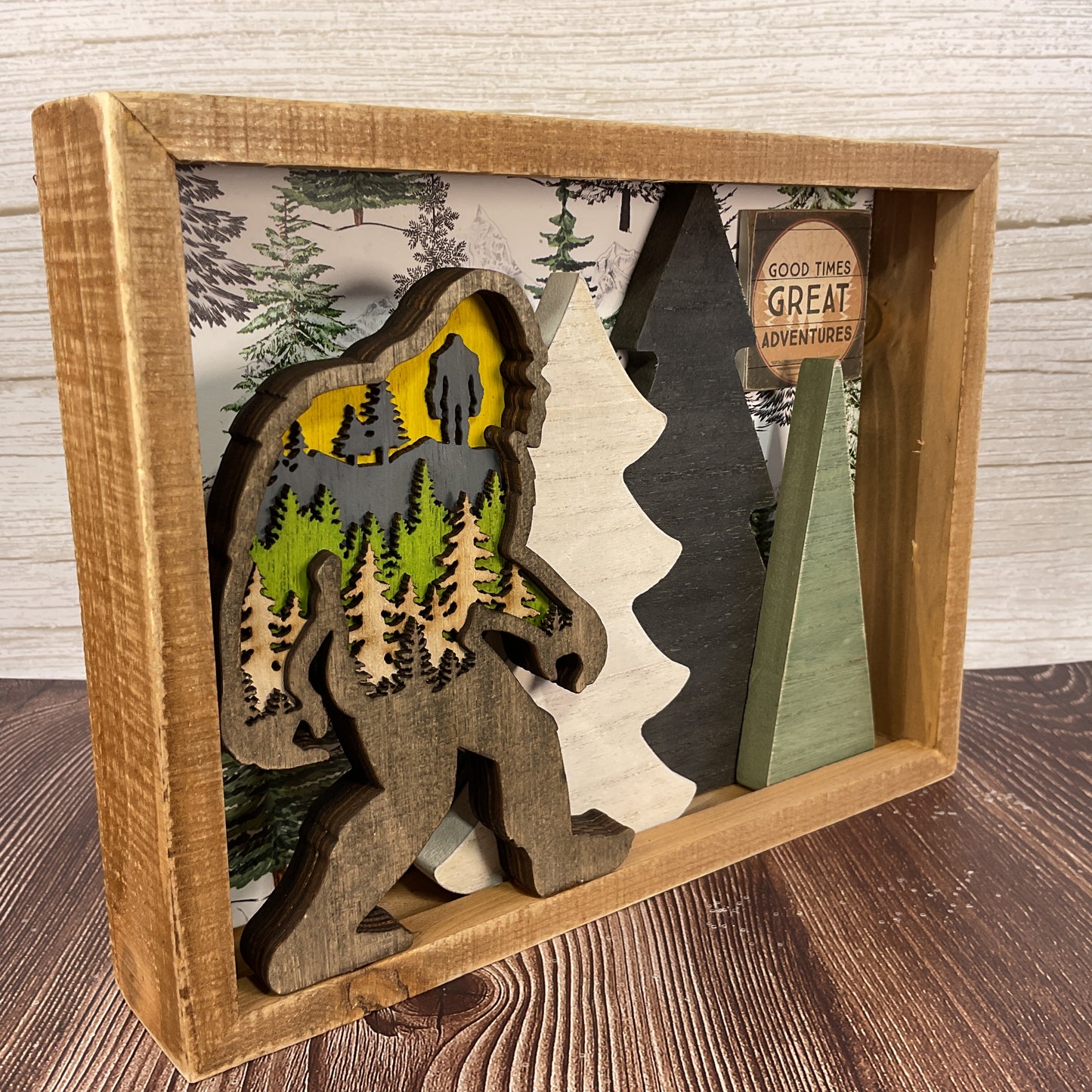 AGSD Home Decor - Bigfoot & Trees Shadow Box Sign | Layered Wood Handcrafted