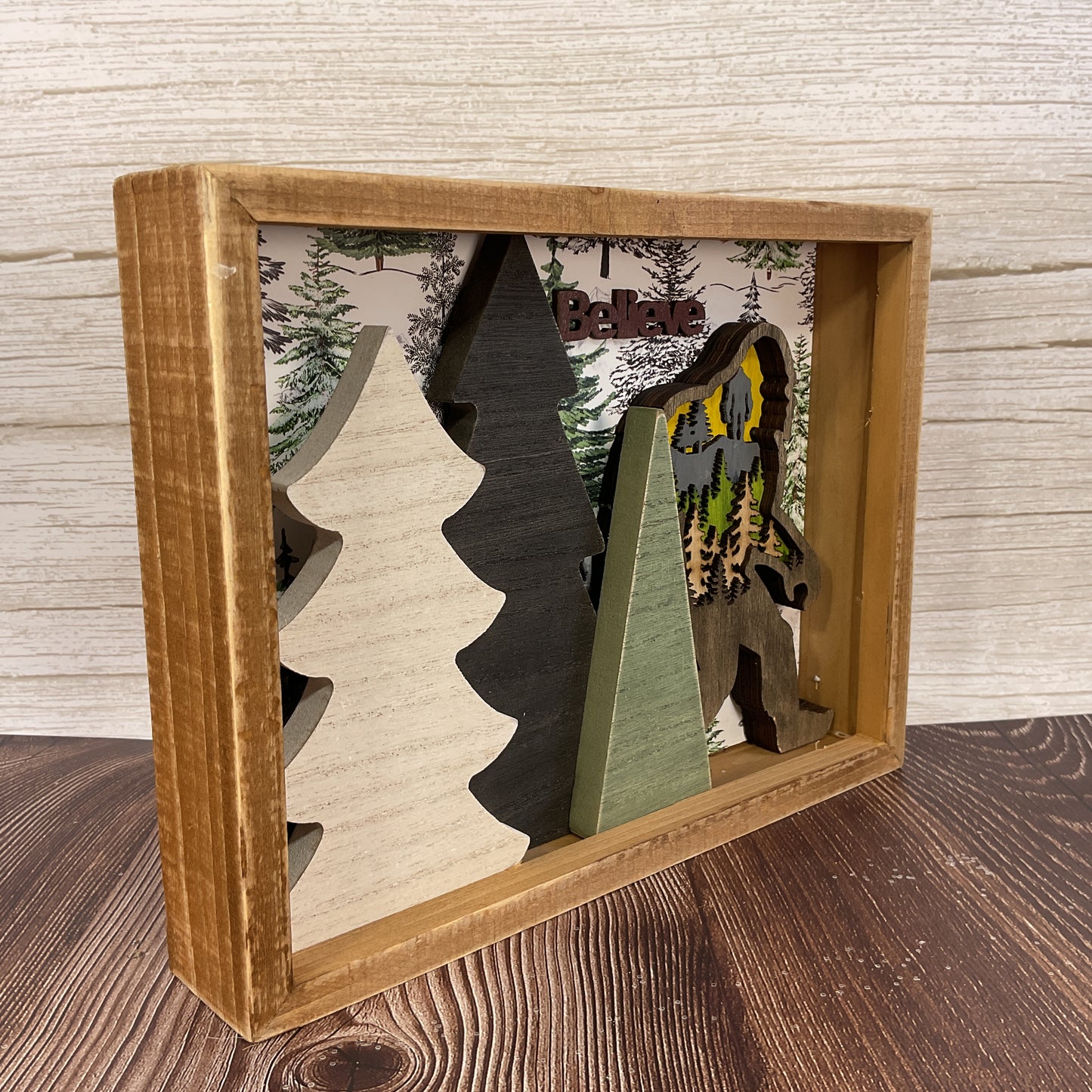 AGSD Home Decor - Bigfoot & Trees Shadow Box Sign | Layered Wood Handcrafted