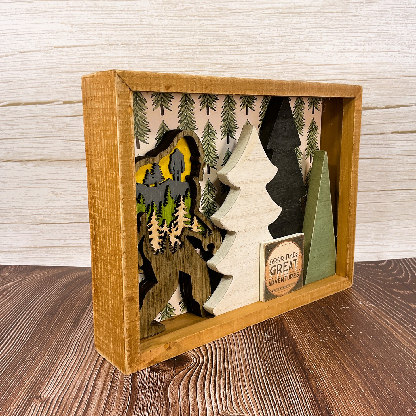 AGSD Home Decor - Bigfoot & Trees Shadow Box Sign | Layered Wood Handcrafted