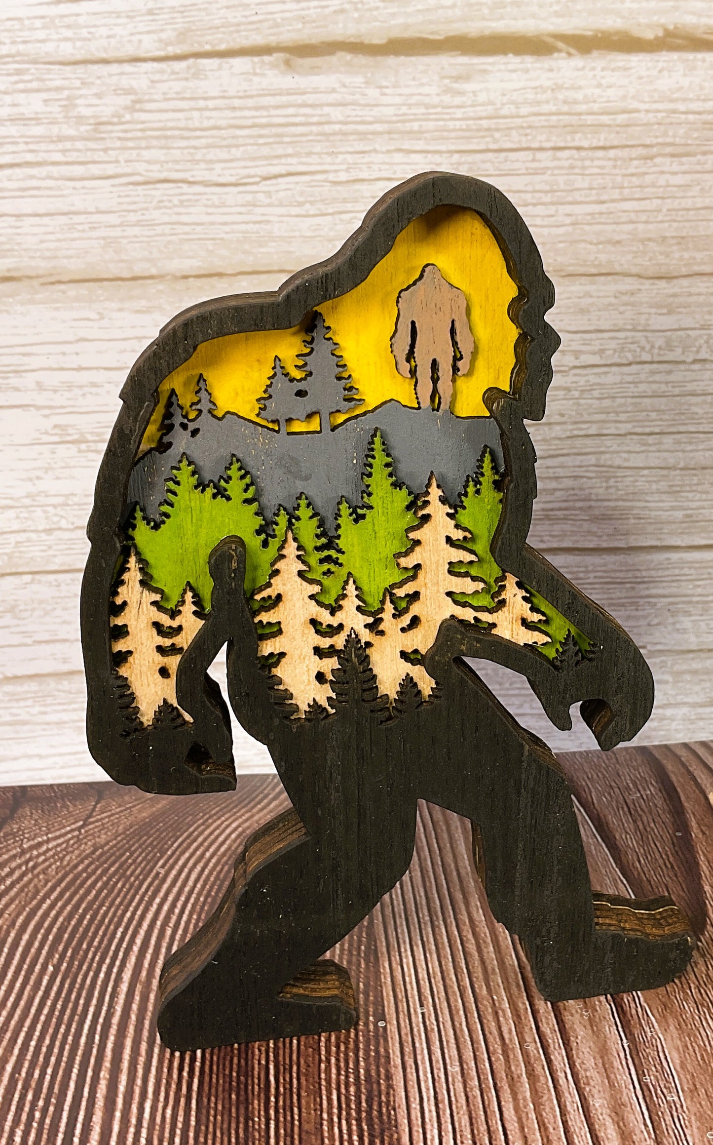 AGSD Home Decor - Bigfoot & Trees Shadow Box Sign | Layered Wood Handcrafted