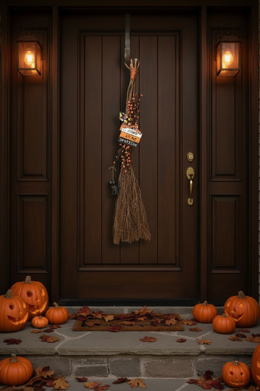 AGSD Halloween Decor - Come In Pretties Witch Broom Floral Display 3ft