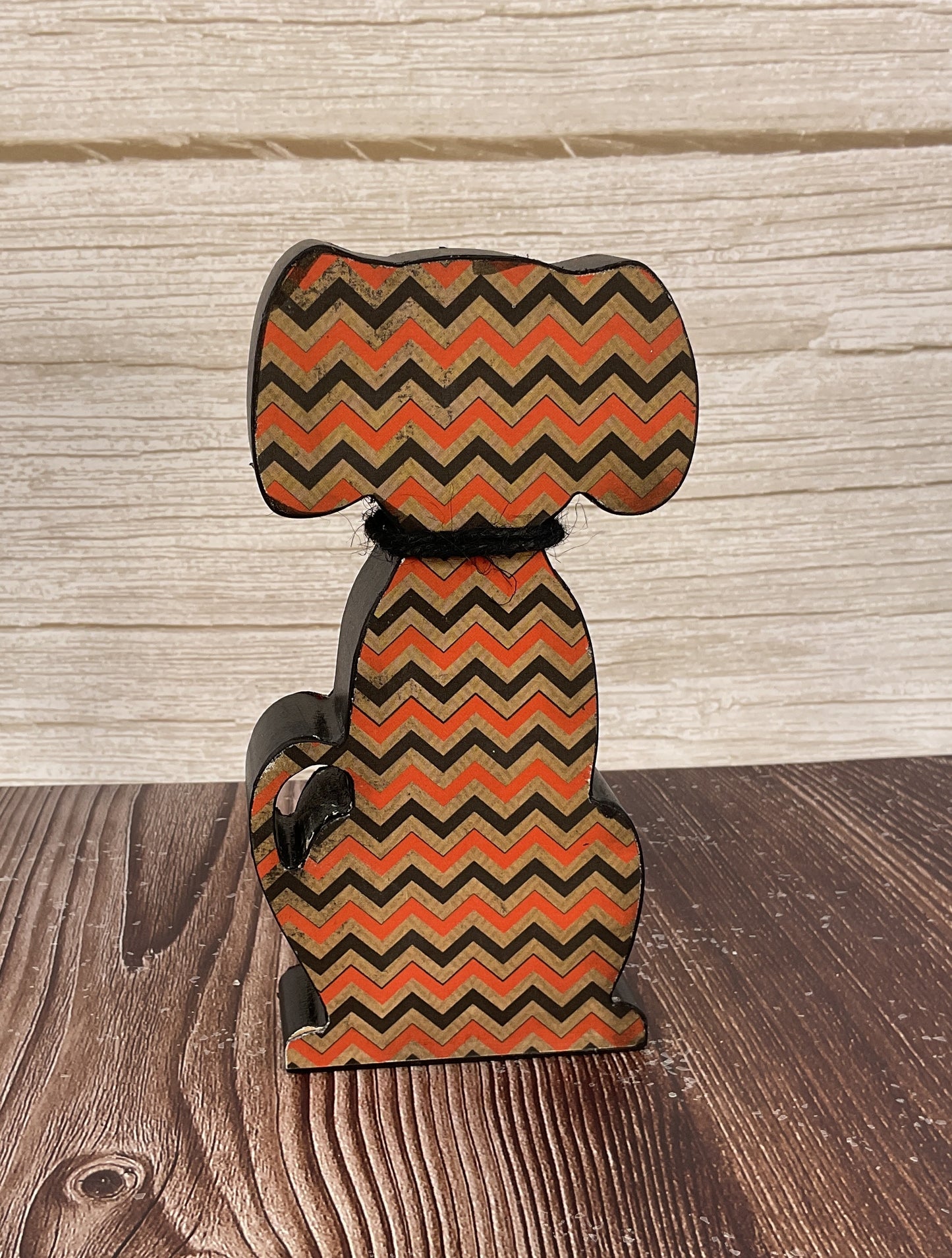 AGSD Halloween Decor - Cute Puppy Dog Bones Silhouette Chunky Wood Sitter