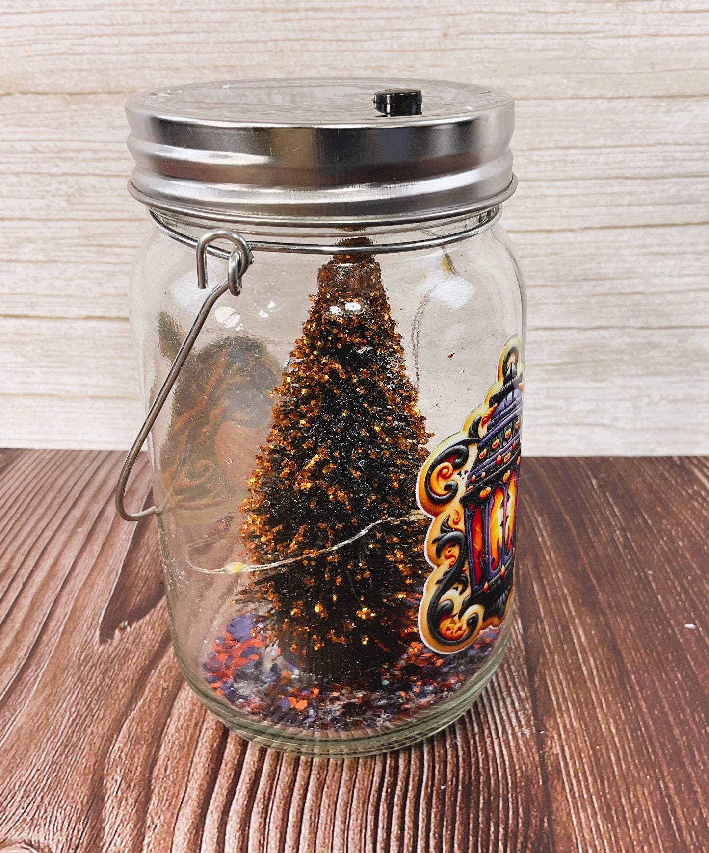 AGSD Halloween Decor - Witch Hat Gingerbread Cookie Theme Lighted Mason Jar
