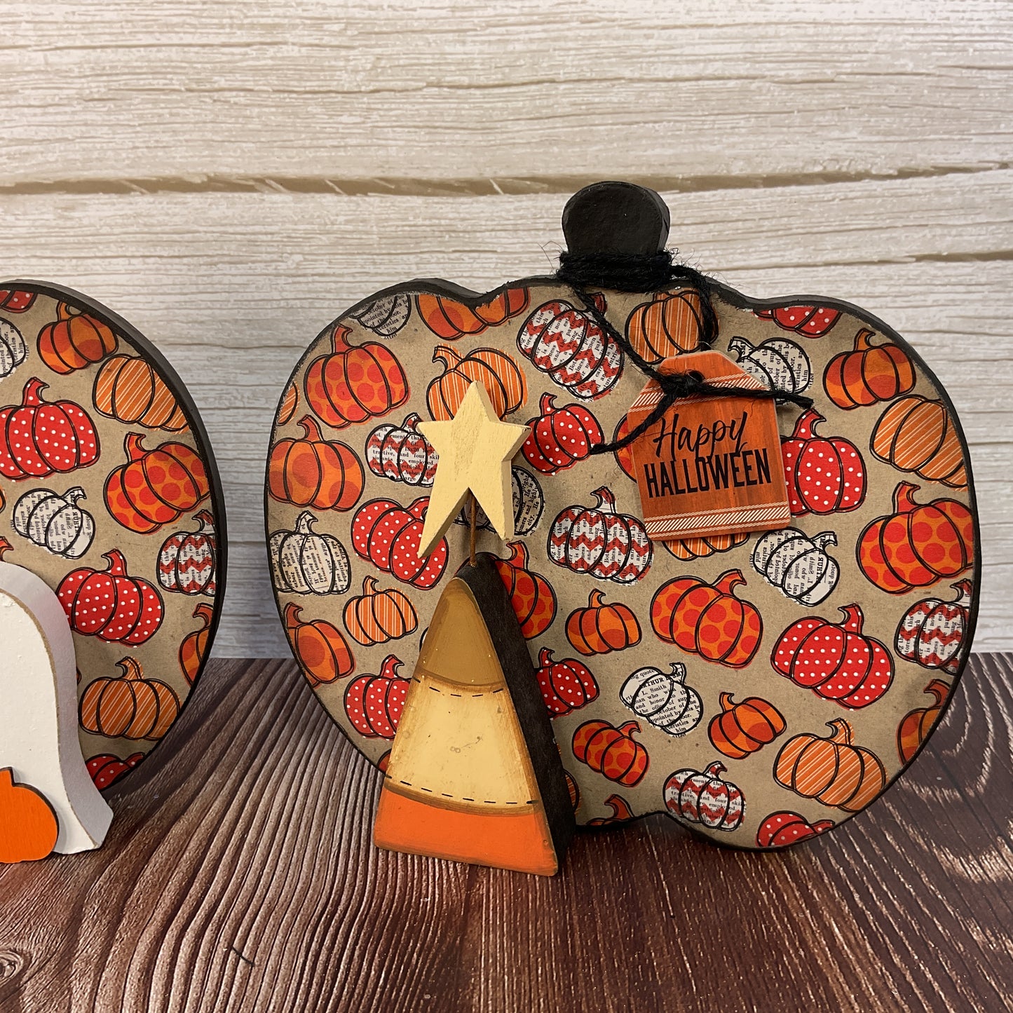 AGSD Halloween Decor - Rustic Farmhouse Paper Mache Pumpkins 2pc Set