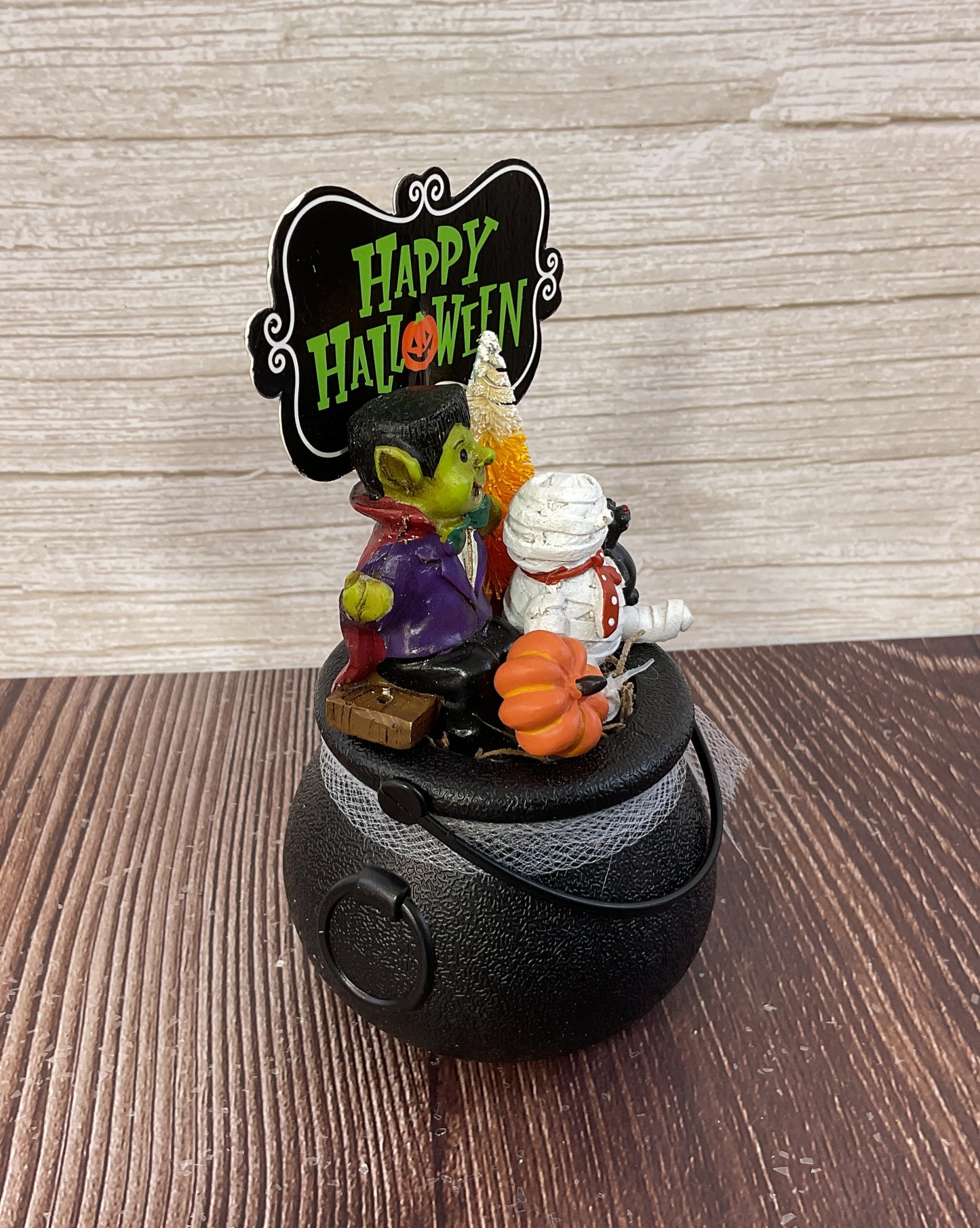 AGSD Halloween Decor - Resin Mummy Vampire Figurines Mini Plastic Cauldron