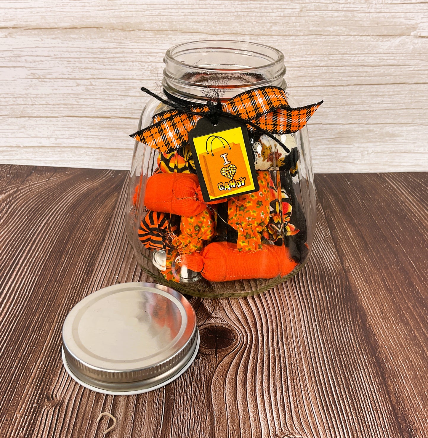 AGSD Halloween Decor - Fabric Candy Pieces in Glass Jar