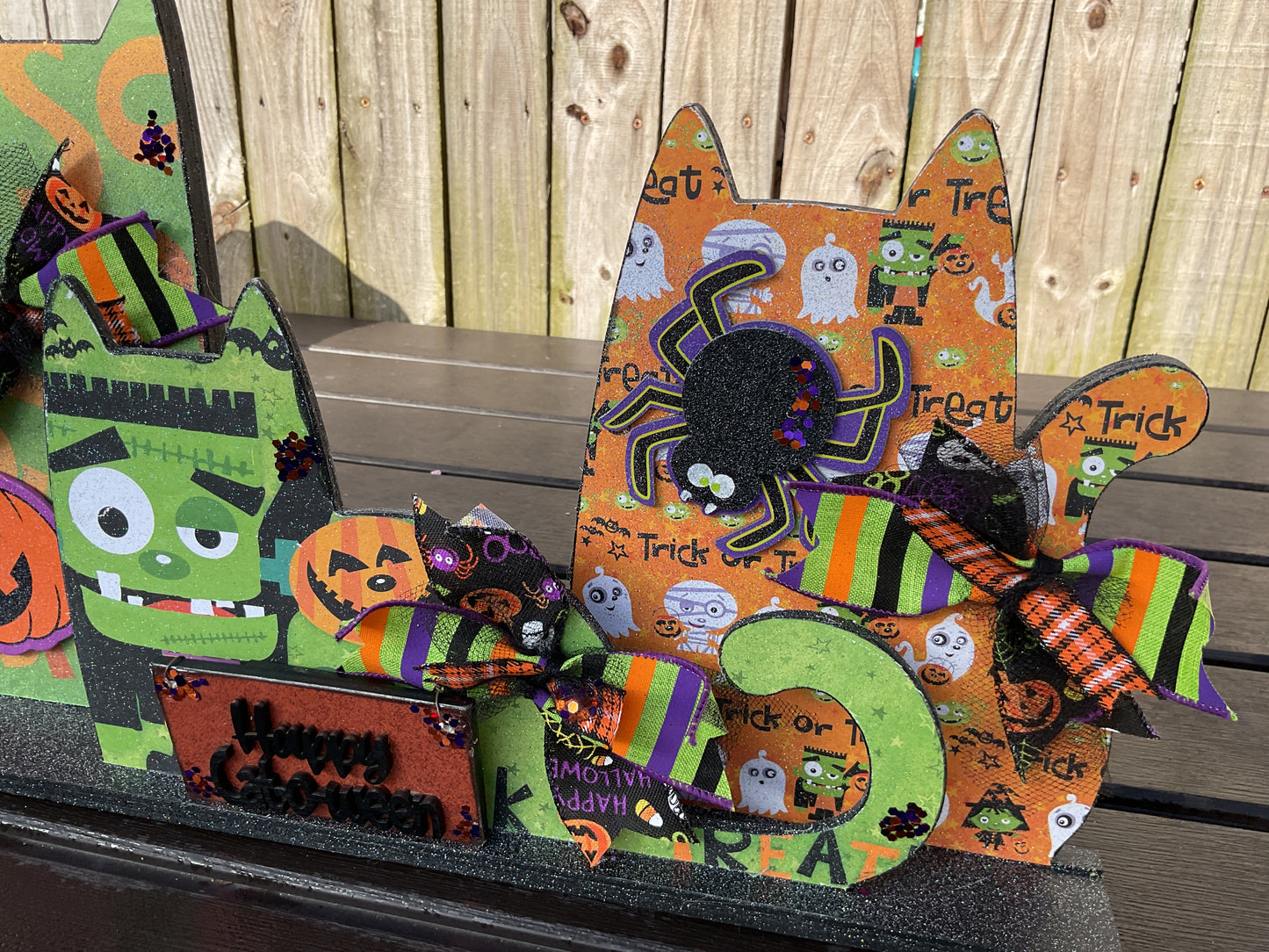 AGSD Halloween Decor - Trio Wood Cats Cat-O-Ween Wood LG Sitter