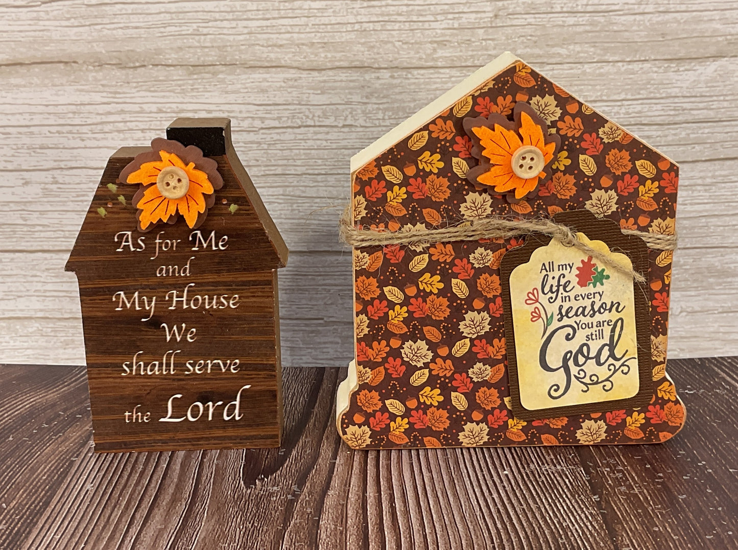 AGSD Fall Decor - My House Will Serve the Lord Chunky Houses 2pc Set