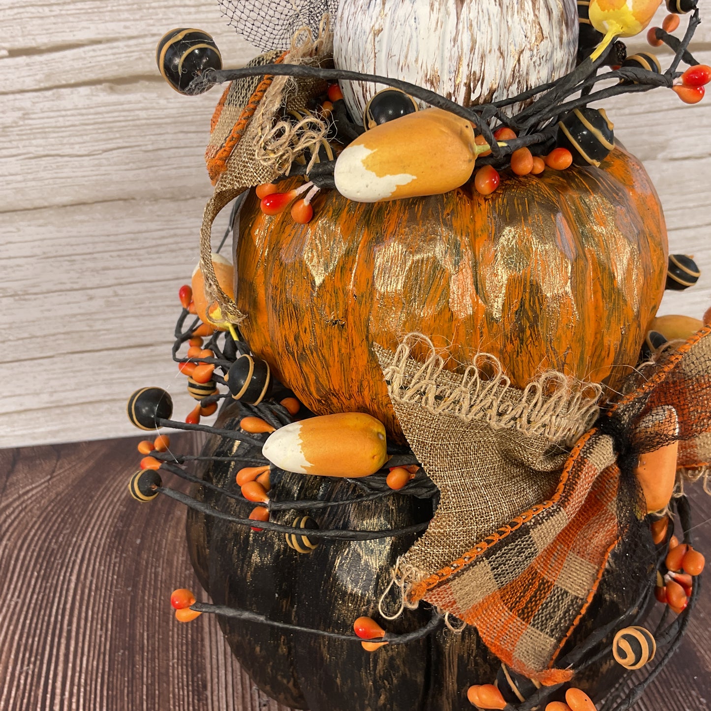 AGSD Halloween Decor - Resin Stacking Pumpkins Floral Display