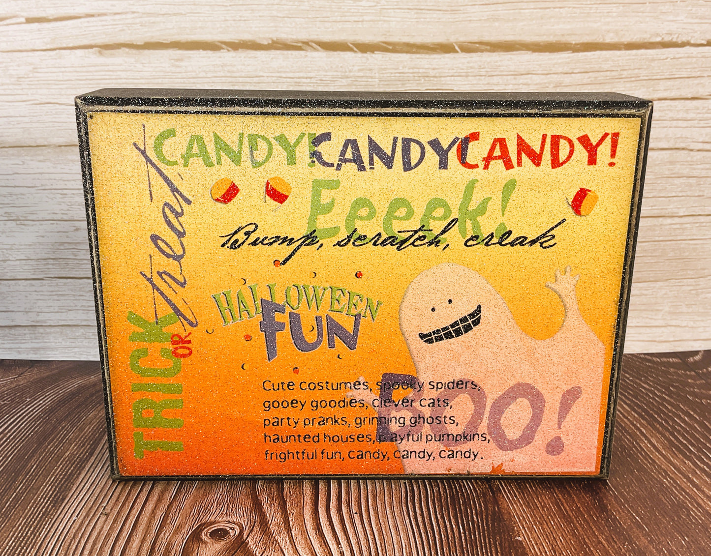 AGSD Halloween Decor - Subway Art Candy Corn Box Signs 2pc Set