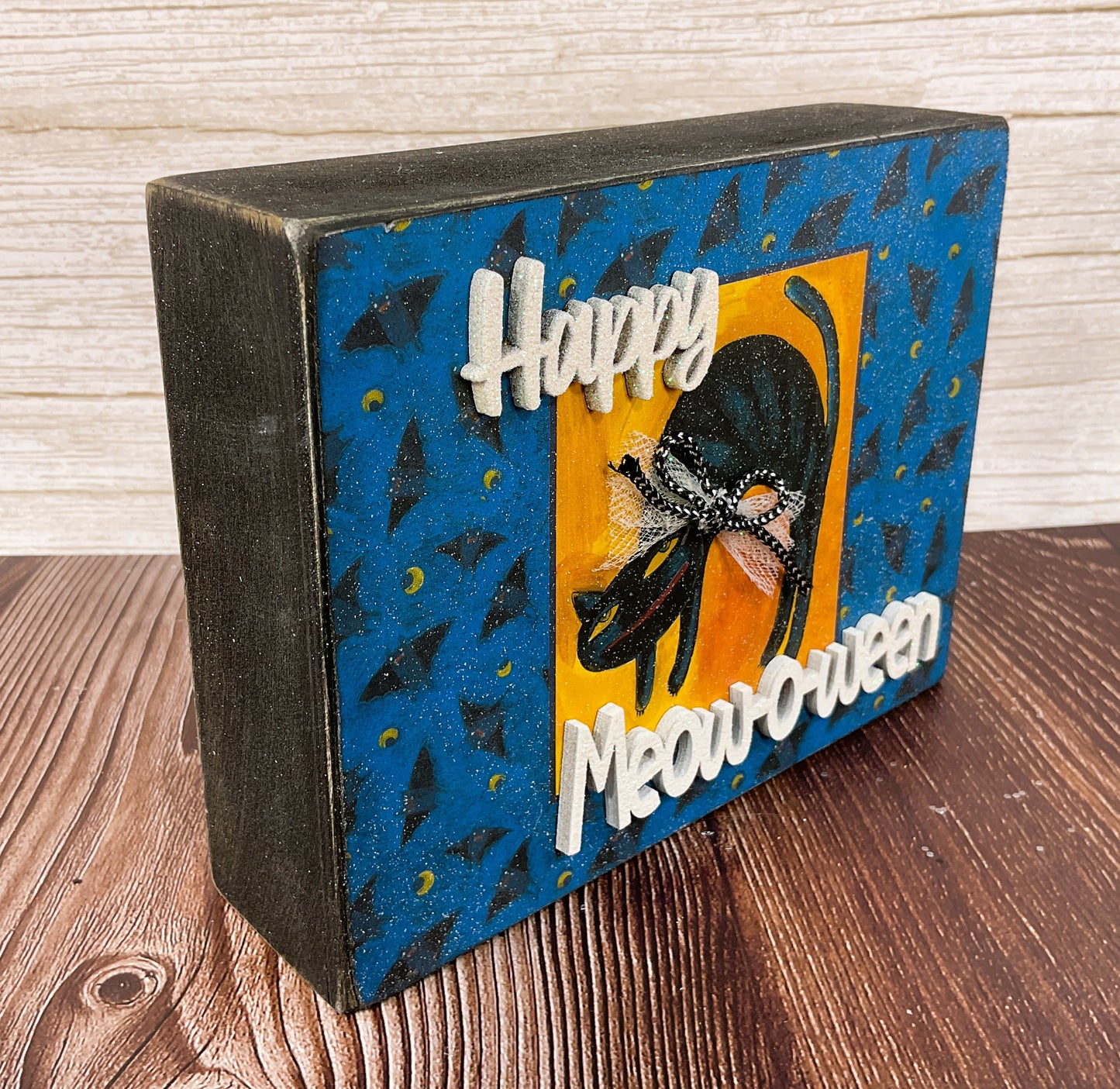 AGSD Halloween Decor - Happy Cat Meow-O-ween Box Sign