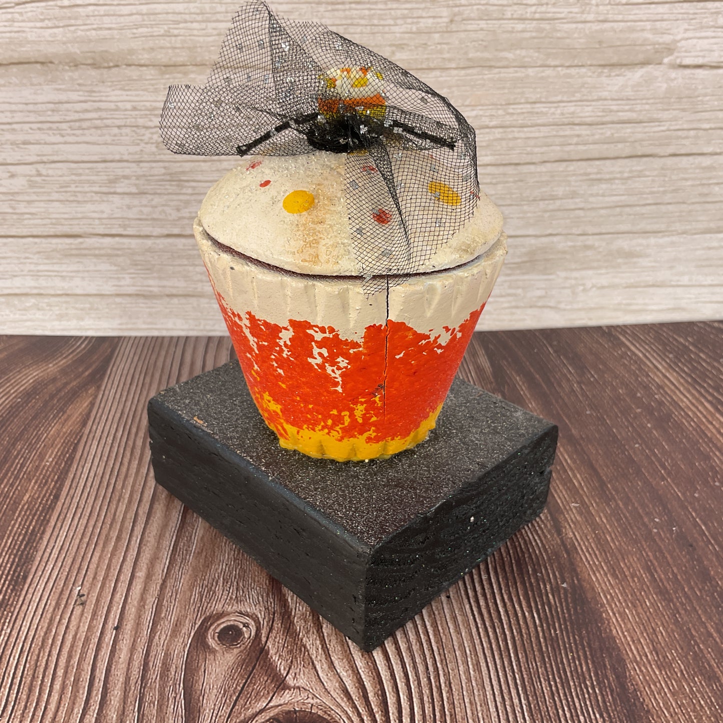 AGSD Halloween Decor - Wood Candy Corn Chunky Wood Cupcake