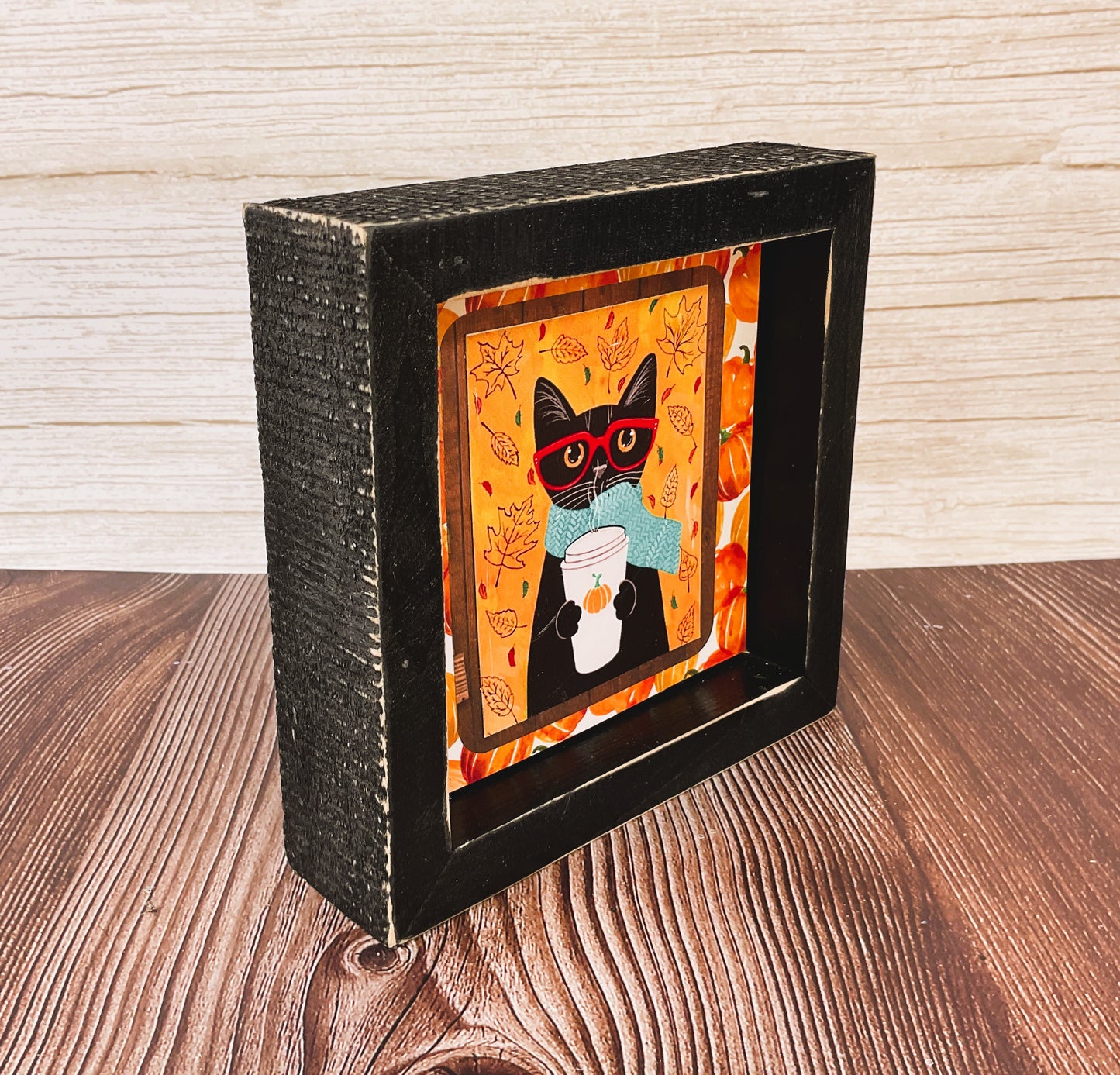 AGSD Fall Decor - Latte Pumpkin Spice Coffee Trending Cat Box Sign