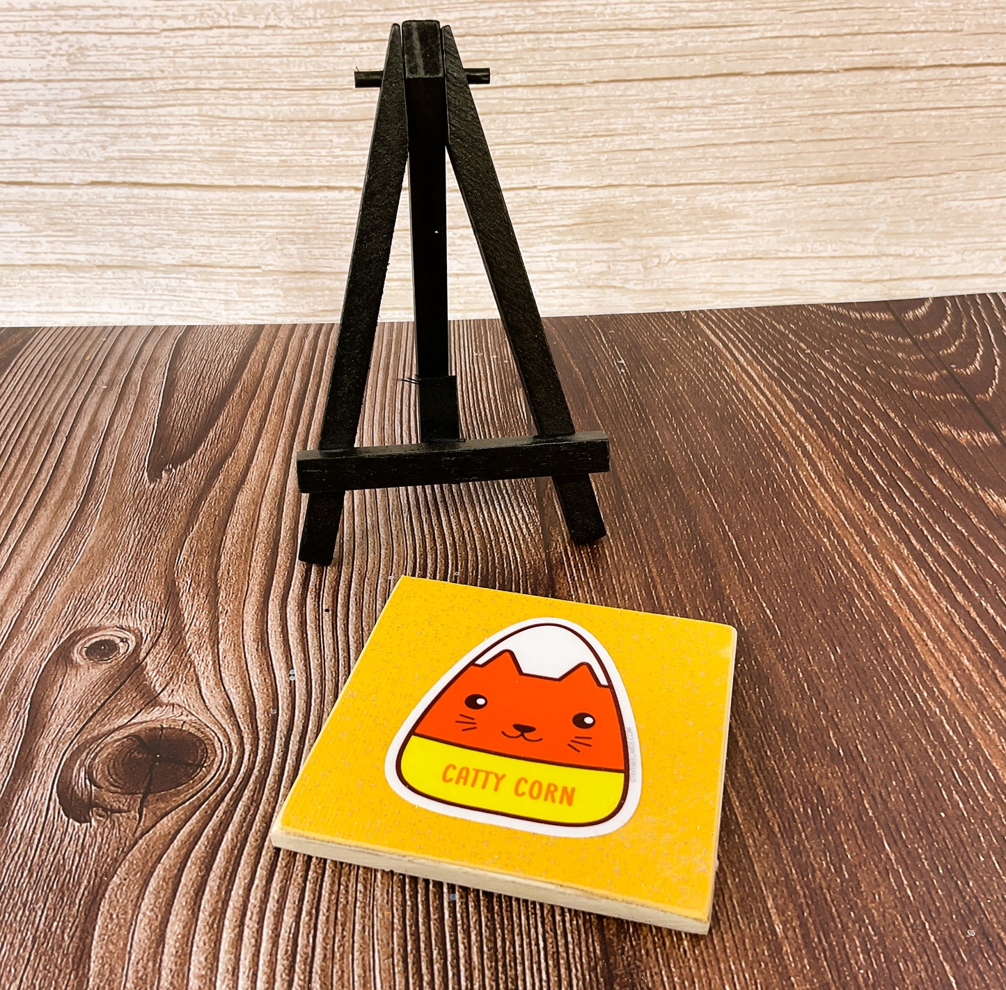 AGSD Halloween Decor - Catty Candy Corn Small Easel Sign