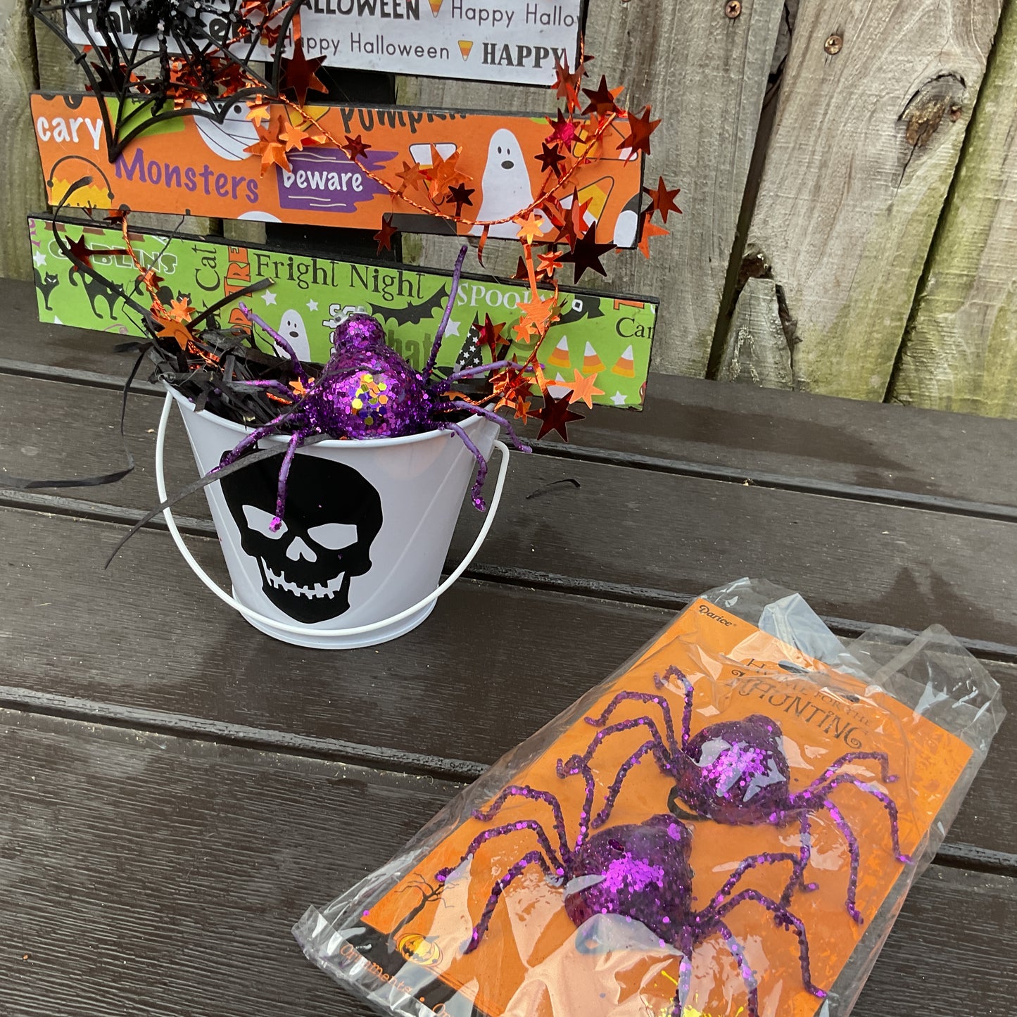 AGSD Halloween Decor - Whimsy Wood Slat Tabletop Tree Skull 18-inch