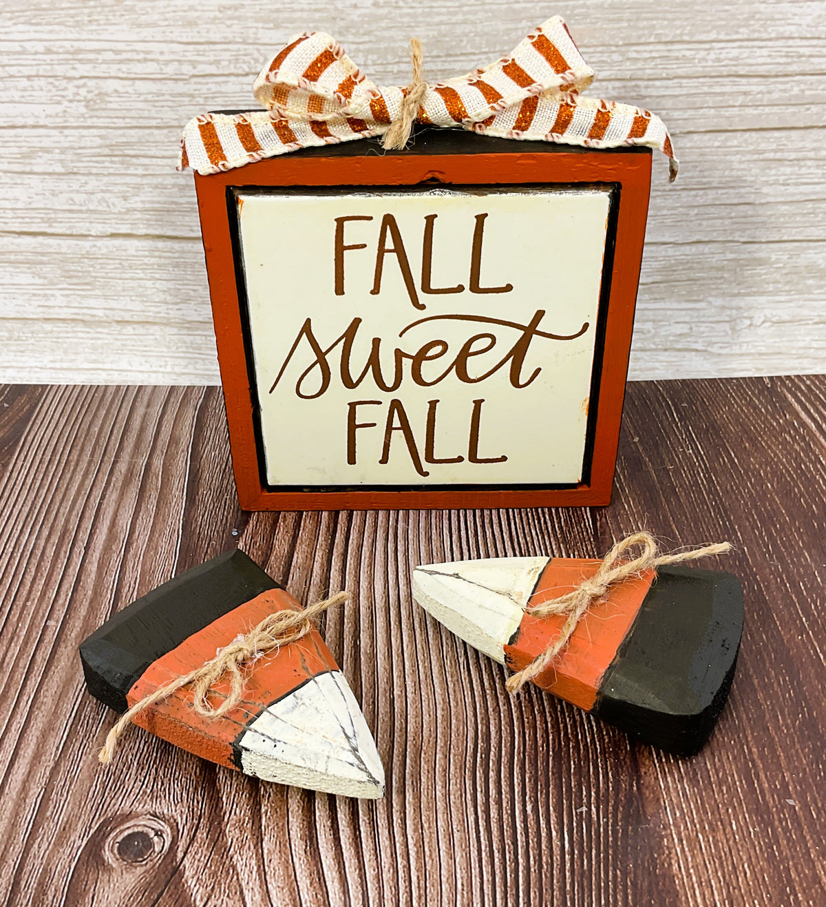 AGSD Halloween Decor - Fall Sweet Fall Sign and Carved Candy Corns 3pc Set