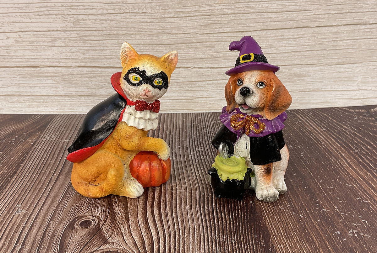 AGSD Halloween Decor - Resin Dog Cat Resin Figurine & Fairy Garden Door