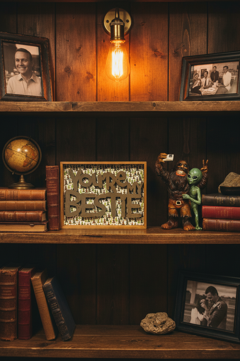 AGSD Home Decor - Bestie Alien Bigfoot Selfie Novelty Figurine & Sign