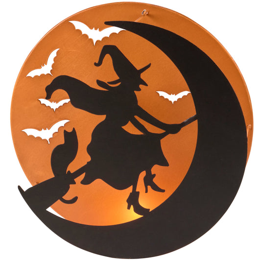 PBK Halloween Decor -  Flying Witch Candle Holder Wall Sign 12inch