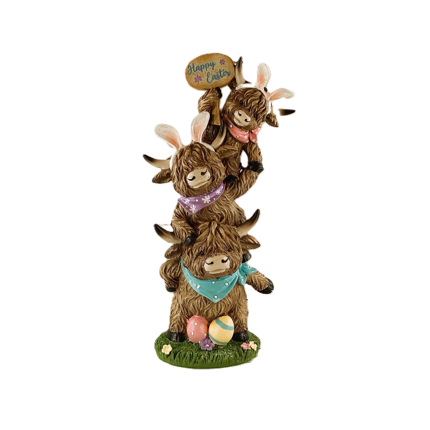 Gerson Halloween Decor - Resin Stacking Ghost Highland Cows Figurine