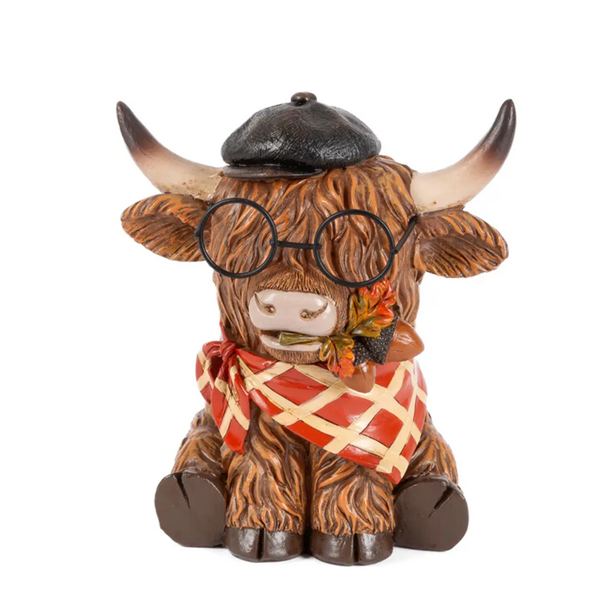 Gerson Fall Decor - Autumn Resin Highland Cow Shelf Sitter 2pc Set