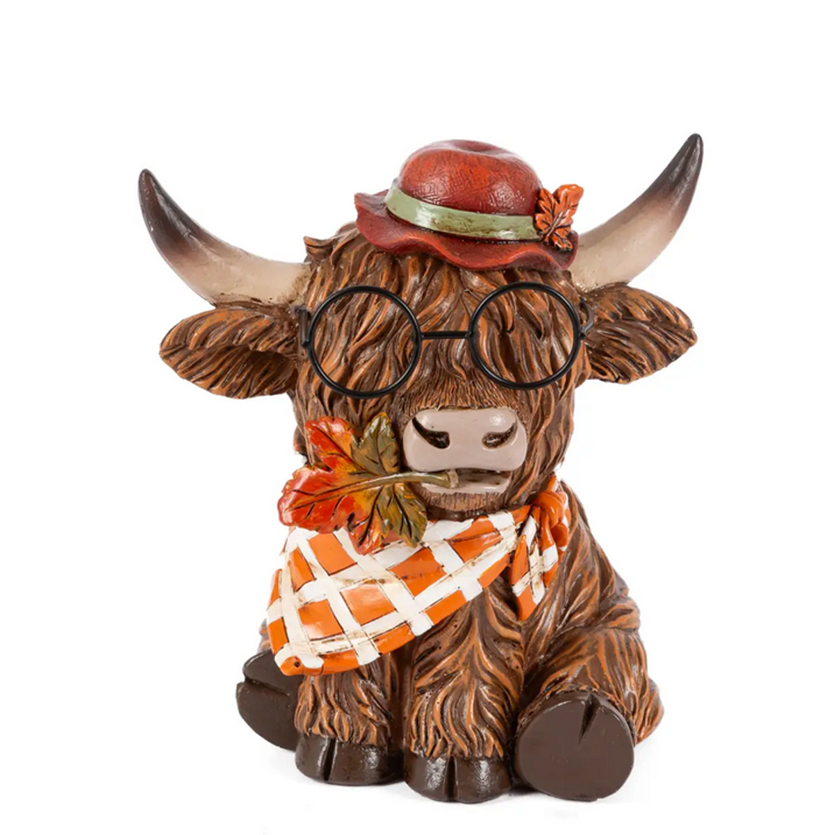 Gerson Fall Decor - Autumn Resin Highland Cow Shelf Sitter 2pc Set