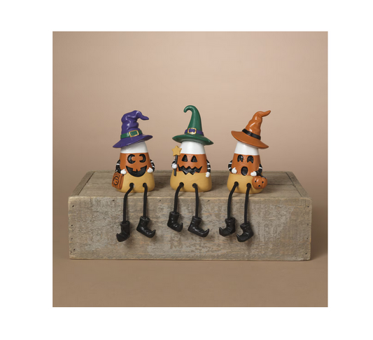Gerson Halloween Decor - Resin Witch Candy Corn Sitter Figurines 3pc