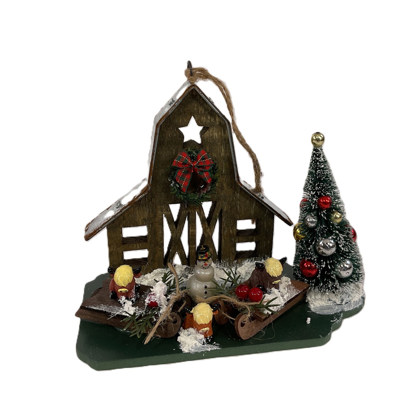 AGSD Christmas Decor - Highland Coo Cow Farmhouse Wood Barn