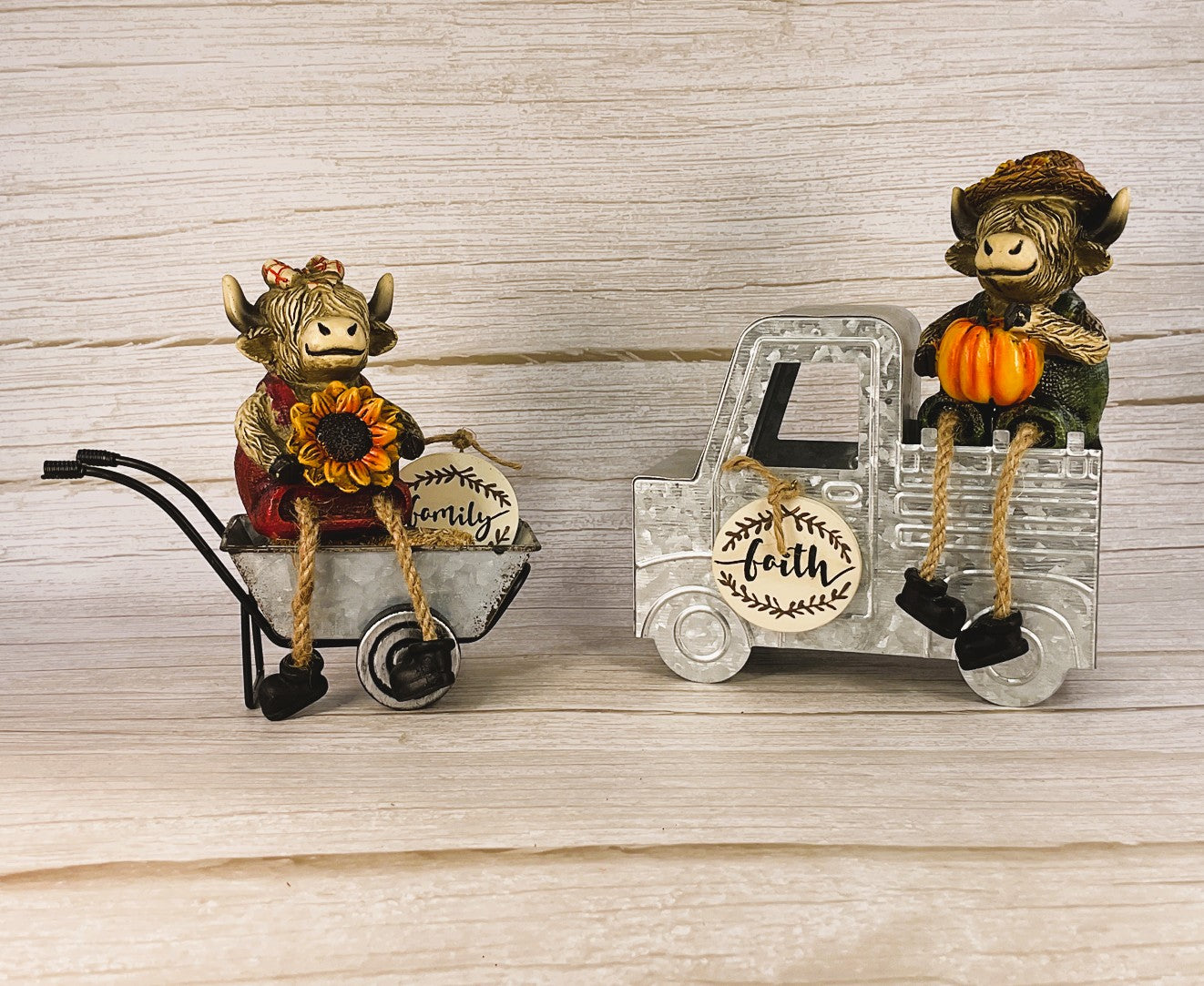 AGSD Fall Decor - Sunflower Harvest Highland Cows Truck Cart Set